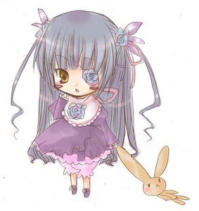 Rating: Safe Score: 0 Tags: 1girl barasuishou chibi dress flower image long_hair purple_dress ribbon rose solo standing striped very_long_hair User: admin