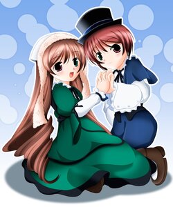 Rating: Safe Score: 0 Tags: 2girls :d blue_dress brown_hair dress full_body green_dress green_eyes hat heterochromia holding_hands image interlocked_fingers long_hair long_sleeves looking_at_viewer multiple_girls open_mouth pair pantyhose red_eyes short_hair siblings sisters smile souseiseki suiseiseki top_hat twins very_long_hair User: admin