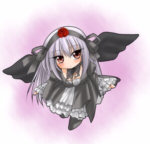 Rating: Safe Score: 0 Tags: 1girl blush breasts cleavage commentary_request dress flower frills from_above gothic_lolita gradient gradient_background hairband image kagura_chitose lolita_fashion long_hair long_sleeves looking_at_viewer red_eyes rose rozen_maiden silver_hair solo suigintou very_long_hair wings User: admin