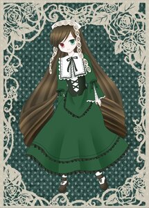 Rating: Safe Score: 0 Tags: 1girl brown_hair dress flower frills full_body green_dress green_eyes heterochromia image long_hair long_sleeves looking_at_viewer polka_dot polka_dot_background red_eyes rose shoes smile solo standing suiseiseki twin_drills very_long_hair white_legwear User: admin