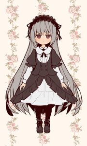 Rating: Safe Score: 0 Tags: 1girl black_dress black_hairband blush boots closed_mouth dress flower frills full_body hairband image juliet_sleeves lolita_fashion long_hair long_sleeves looking_at_viewer pantyhose silver_hair smile solo standing striped suigintou vertical_stripes very_long_hair User: admin