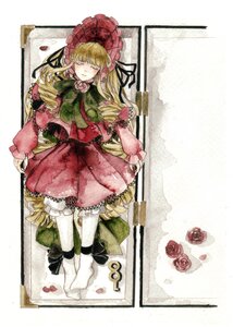 Rating: Safe Score: 0 Tags: 1girl blonde_hair bonnet bow closed_eyes dress flower image long_hair long_sleeves pantyhose pink_rose red_dress rose shinku solo twintails white_legwear User: admin