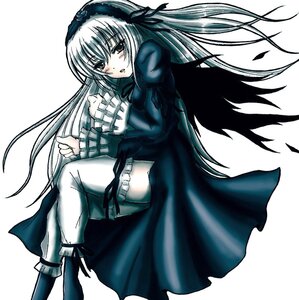 Rating: Safe Score: 0 Tags: 1girl blush boots dress frilled_sleeves frills hairband image long_hair long_sleeves looking_at_viewer puffy_sleeves silver_hair simple_background solo suigintou thighhighs wings User: admin