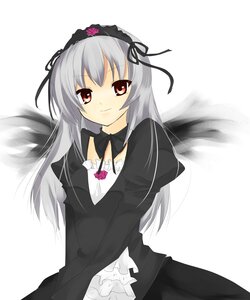 Rating: Safe Score: 0 Tags: 1girl bad_id bad_pixiv_id black_dress black_wings dress flower frills hairband highres image long_hair long_sleeves looking_at_viewer mizuse_kotone red_eyes rose rozen_maiden silver_hair simple_background smile solo suigintou white_background wings User: admin