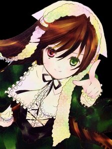 Rating: Safe Score: 0 Tags: 1girl brown_hair dress frills green_eyes heterochromia image lolita_fashion long_hair long_sleeves looking_at_viewer red_eyes ribbon smile solo suiseiseki upper_body User: admin