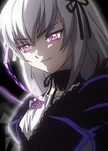 Rating: Safe Score: 0 Tags: 1girl choker closed_mouth dress flower hairband image long_hair looking_at_viewer pink_eyes purple_flower purple_rose rose silver_hair smile solo suigintou User: admin