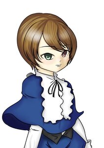 Rating: Safe Score: 0 Tags: 1boy blue_dress brown_hair capelet dress green_eyes heterochromia image long_sleeves looking_at_viewer ribbon short_hair simple_background smile solo souseiseki striped swept_bangs white_background User: admin