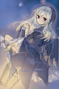 Rating: Safe Score: 0 Tags: 1girl bangs closed_mouth dress eyebrows_visible_through_hair frilled_sleeves frills hairband image long_hair long_sleeves looking_at_viewer pink_eyes red_eyes sketch smile solo suigintou white_hair wings User: admin