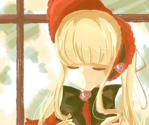 Rating: Safe Score: 0 Tags: 1girl blonde_hair bonnet closed_eyes dress flower image long_hair pink_flower pink_rose rose shinku sidelocks solo User: admin