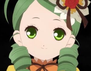 Rating: Safe Score: 0 Tags: 1girl blush drill_hair face flower green_eyes green_hair hair_flower hair_ornament image kanaria looking_at_viewer portrait rose simple_background smile solo twin_drills User: admin