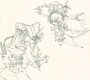 Rating: Safe Score: 0 Tags: 2girls dress flower frills hairband image long_hair long_sleeves monochrome multiple_girls open_mouth pair ribbon rose shinku siblings sisters suigintou very_long_hair wings User: admin