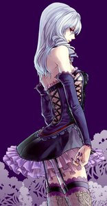 Rating: Safe Score: 0 Tags: 1girl bare_shoulders breasts corset detached_sleeves drill_hair fishnets frills garter_straps image lace lace-trimmed_legwear lolita_fashion long_hair nail_polish purple_background red_eyes silver_hair skirt solo suigintou thighhighs User: admin
