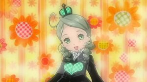 Rating: Safe Score: 0 Tags: 1girl :d ahoge black_shirt crown dress floral_background flower green_eyes green_hair grey_hair image kanaria long_sleeves looking_at_viewer mini_crown non-web_source open_mouth orange_background rozen_maiden screencap shirt short_hair smile solo upper_body User: admin