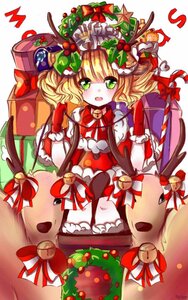 Rating: Safe Score: 0 Tags: 1girl bell blonde_hair blush christmas gift gloves green_eyes hair_ornament hinaichigo image jingle_bell long_hair open_mouth solo tail tail_bell User: admin