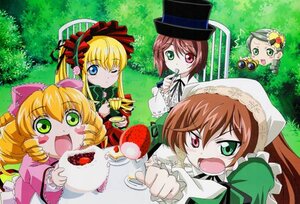Rating: Safe Score: 0 Tags: 5girls :d :o ;) artist_request baozi blonde_hair blue_eyes bonnet bow bowtie brown_hair bush cake cake_slice chair cup dress drill_hair eating flower food fork frills fruit grass green_eyes hat head_scarf heterochromia hina_ichigo image kanaria long_hair long_sleeves looking_at_viewer multiple multiple_girls one_eye_closed open_mouth outdoors peeking pink_bow plant plate red_eyes rose rozen_maiden saucer shinku short_hair siblings sisters smile souseiseki spoon strawberry suiseiseki table tagme teacup top_hat tree twin_drills twins twintails v-shaped_eyebrows very_long_hair watering_can User: admin