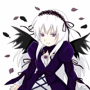 Rating: Safe Score: 0 Tags: 1girl black_ribbon black_wings dress feathers flower frills hairband image lolita_hairband long_hair long_sleeves looking_at_viewer petals pink_eyes puffy_sleeves ribbon rose silver_hair solo suigintou white_background wings User: admin