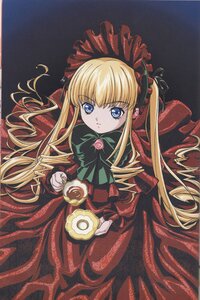 Rating: Safe Score: 0 Tags: 1girl blonde_hair blue_eyes bonnet bow bowtie cup dress flower green_bow holding_cup image long_hair long_sleeves looking_at_viewer red_dress rose saucer shinku sidelocks sitting solo tea teacup very_long_hair User: admin