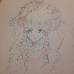 Rating: Safe Score: 0 Tags: 1girl bangs blonde_hair bow dress expressionless eyebrows_visible_through_hair flower image long_hair looking_at_viewer photo shinku simple_background solo traditional_media upper_body veil User: admin