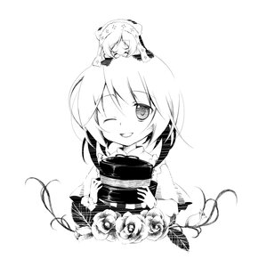 Rating: Safe Score: 0 Tags: 2girls auto_tagged bowl closed_eyes food greyscale hat image monochrome multiple_girls one_eye_closed pair short_hair smile souseiseki striped suiseiseki User: admin