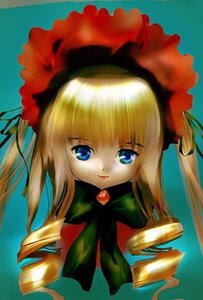 Rating: Safe Score: 0 Tags: 1girl bangs blonde_hair blue_eyes bonnet bow bowtie dress drill_hair green_neckwear image long_hair long_sleeves looking_at_viewer red_dress shinku simple_background solo twin_drills upper_body User: admin