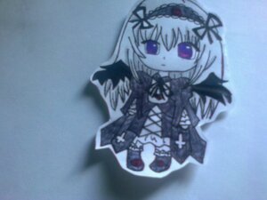 Rating: Safe Score: 0 Tags: 1girl bangs black_dress black_ribbon black_wings blue_background chibi dress flower frills full_body hairband image lolita_hairband long_hair long_sleeves looking_at_viewer photo ribbon rose solo standing suigintou wings User: admin