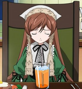 Rating: Safe Score: 0 Tags: 1girl brown_hair closed_eyes cup dress green_dress head_scarf image long_hair ribbon solo suiseiseki User: admin