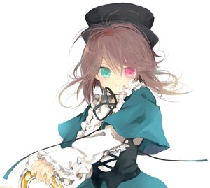 Rating: Safe Score: 0 Tags: 1girl brown_hair capelet caterpillar_(artist) dress frills hat heterochromia image long_sleeves looking_at_viewer red_eyes ribbon rozen_maiden short_hair simple_background smile solo souseiseki white_background User: admin