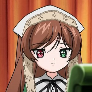 Rating: Safe Score: 0 Tags: 1girl bangs blurry brown_hair closed_mouth depth_of_field eyebrows_visible_through_hair green_eyes head_scarf image indoors long_hair red_eyes ribbon solo suiseiseki User: admin