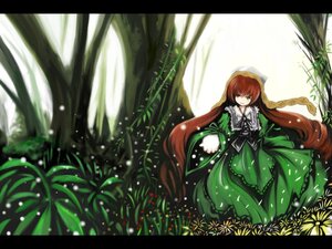 Rating: Safe Score: 0 Tags: 1girl brown_hair dress flower frills green_dress green_eyes head_scarf heterochromia image letterboxed long_hair long_sleeves looking_at_viewer nature plant solo suiseiseki twintails very_long_hair watering_can User: admin