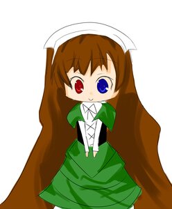 Rating: Safe Score: 0 Tags: 1girl blue_eyes brown_hair chibi dress full_body green_dress head_scarf heterochromia image long_hair long_sleeves looking_at_viewer red_eyes simple_background smile solo standing suiseiseki very_long_hair white_background User: admin