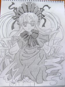 Rating: Safe Score: 0 Tags: 1girl capelet dress frills image long_hair looking_at_viewer monochrome photo ribbon shinku solo traditional_media very_long_hair User: admin