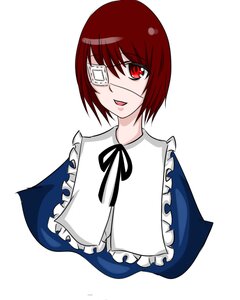 Rating: Safe Score: 0 Tags: 1girl :d bangs blue_dress cropped_torso eyepatch frills image looking_at_viewer open_mouth red_eyes ribbon short_hair simple_background smile solo souseiseki striped upper_body white_background User: admin