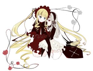 Rating: Safe Score: 0 Tags: 2girls blonde_hair blue_eyes dress flower hairband image long_hair long_sleeves looking_at_viewer multiple_girls pair rose shinku sitting suigintou very_long_hair User: admin