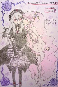 Rating: Safe Score: 0 Tags: 2girls blush boots dress flower frills hairband image juliet_sleeves kirakishou long_hair long_sleeves multiple_girls pair pink_eyes pink_hair rose suigintou wings yuri User: admin