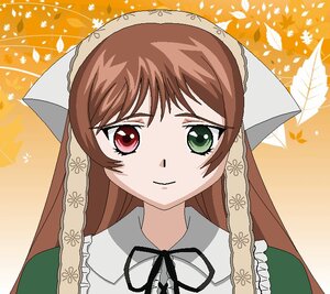 Rating: Safe Score: 0 Tags: 1girl auto_tagged autumn autumn_leaves black_ribbon brown_hair closed_mouth frills green_eyes head_scarf heterochromia image leaf long_hair looking_at_viewer maple_leaf neck_ribbon orange_background red_eyes ribbon smile solo suiseiseki User: admin