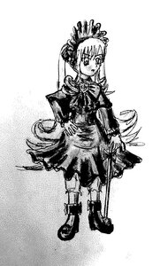 Rating: Safe Score: 0 Tags: 1girl blush boots capelet dress drill_hair full_body greyscale halftone image long_hair long_sleeves looking_at_viewer monochrome polka_dot shinku shoes solo standing twintails very_long_hair User: admin