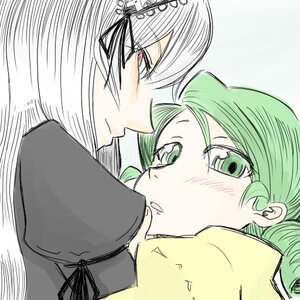 Rating: Safe Score: 0 Tags: 1boy 1girl blush green_eyes green_hair image kanaria long_hair looking_at_another pair short_hair suigintou User: admin