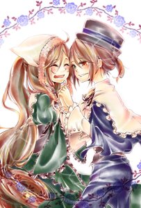 Rating: Safe Score: 0 Tags: 2girls brown_hair closed_eyes dress flower hat image long_hair multiple_girls pair red_eyes short_hair smile souseiseki suiseiseki User: admin