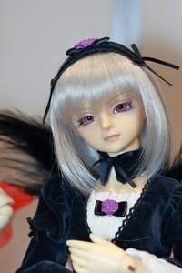 Rating: Safe Score: 0 Tags: 1girl black_ribbon blurry choker depth_of_field doll dress flower frills hairband lips lolita_fashion long_hair long_sleeves looking_at_viewer photo red_eyes ribbon rose silver_hair solo suigintou wings User: admin