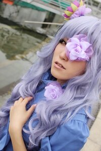 Rating: Safe Score: 0 Tags: 1girl barasuishou blurry depth_of_field dress drill_hair flower hair_flower hair_ornament lips long_hair photo purple_flower solo upper_body User: admin