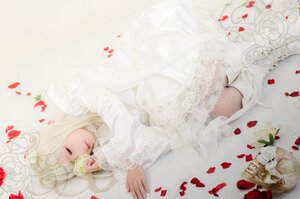 Rating: Safe Score: 0 Tags: 1girl blonde_hair closed_eyes dress flower kirakishou lips long_hair long_sleeves petals rose rose_petals sleeping solo white_flower white_rose white_theme User: admin