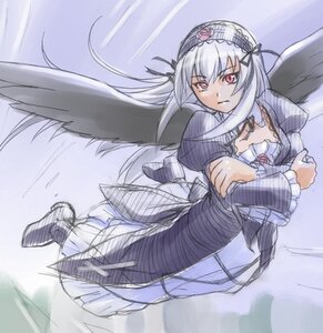 Rating: Safe Score: 0 Tags: 1girl black_ribbon black_wings detached_collar dress flower frilled_sleeves frills hairband image long_hair long_sleeves looking_at_viewer pink_eyes puffy_sleeves ribbon rose silver_hair solo suigintou very_long_hair wings User: admin