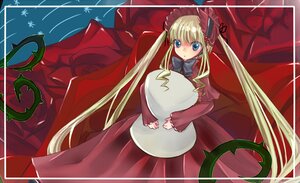 Rating: Safe Score: 0 Tags: 1girl blonde_hair blue_eyes bow bowtie cup dress image long_hair long_sleeves looking_at_viewer red_dress shinku solo twintails very_long_hair User: admin