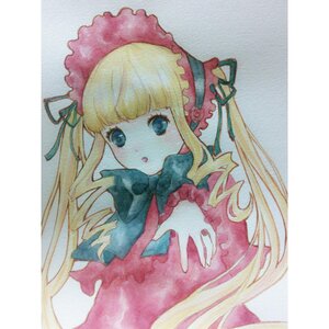 Rating: Safe Score: 0 Tags: 1girl :o bangs blonde_hair blue_eyes bonnet bow bowtie dress drill_hair eyebrows_visible_through_hair flower image long_hair long_sleeves looking_at_viewer red_dress rose shinku simple_background solo traditional_media twin_drills twintails upper_body watercolor_(medium) white_background User: admin