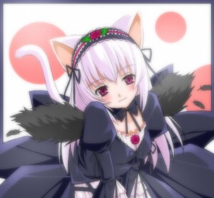 Rating: Safe Score: 3 Tags: 1girl animal_ears blush cat_ears cat_tail dress hairband image lolita_hairband long_sleeves looking_at_viewer pink_eyes smile solo suigintou tail User: admin