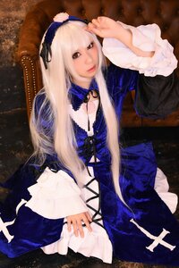 Rating: Safe Score: 0 Tags: 1girl bangs dress frilled_sleeves frills hairband lace lips long_hair long_sleeves looking_at_viewer red_eyes sitting solo suigintou wide_sleeves User: admin