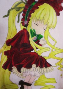 Rating: Safe Score: 0 Tags: 1girl blonde_hair bloomers bonnet bow closed_eyes dress flower frills image long_hair long_sleeves marker_(medium) red_dress ribbon rose shinku solo traditional_media underwear User: admin