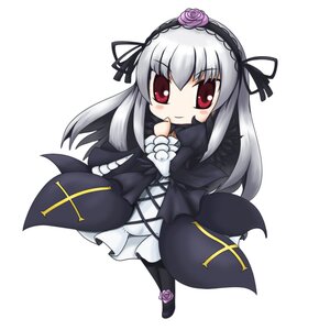 Rating: Safe Score: 0 Tags: 1girl black_dress blush chibi dress flower full_body hairband image index_finger_raised long_hair long_sleeves looking_at_viewer red_eyes rose silver_hair smile solo striped suigintou white_background wings User: admin