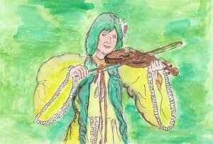 Rating: Safe Score: 0 Tags: 1girl biwa_lute bow_(instrument) dress flower green_background green_hair guitar hair_ornament holding_instrument image instrument kanaria long_hair long_sleeves lute_(instrument) music playing_instrument solo traditional_media violin wide_sleeves User: admin