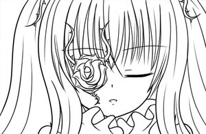 Rating: Safe Score: 0 Tags: 1girl blush closed_eyes greyscale image kirakishou monochrome simple_background solo white_background User: admin